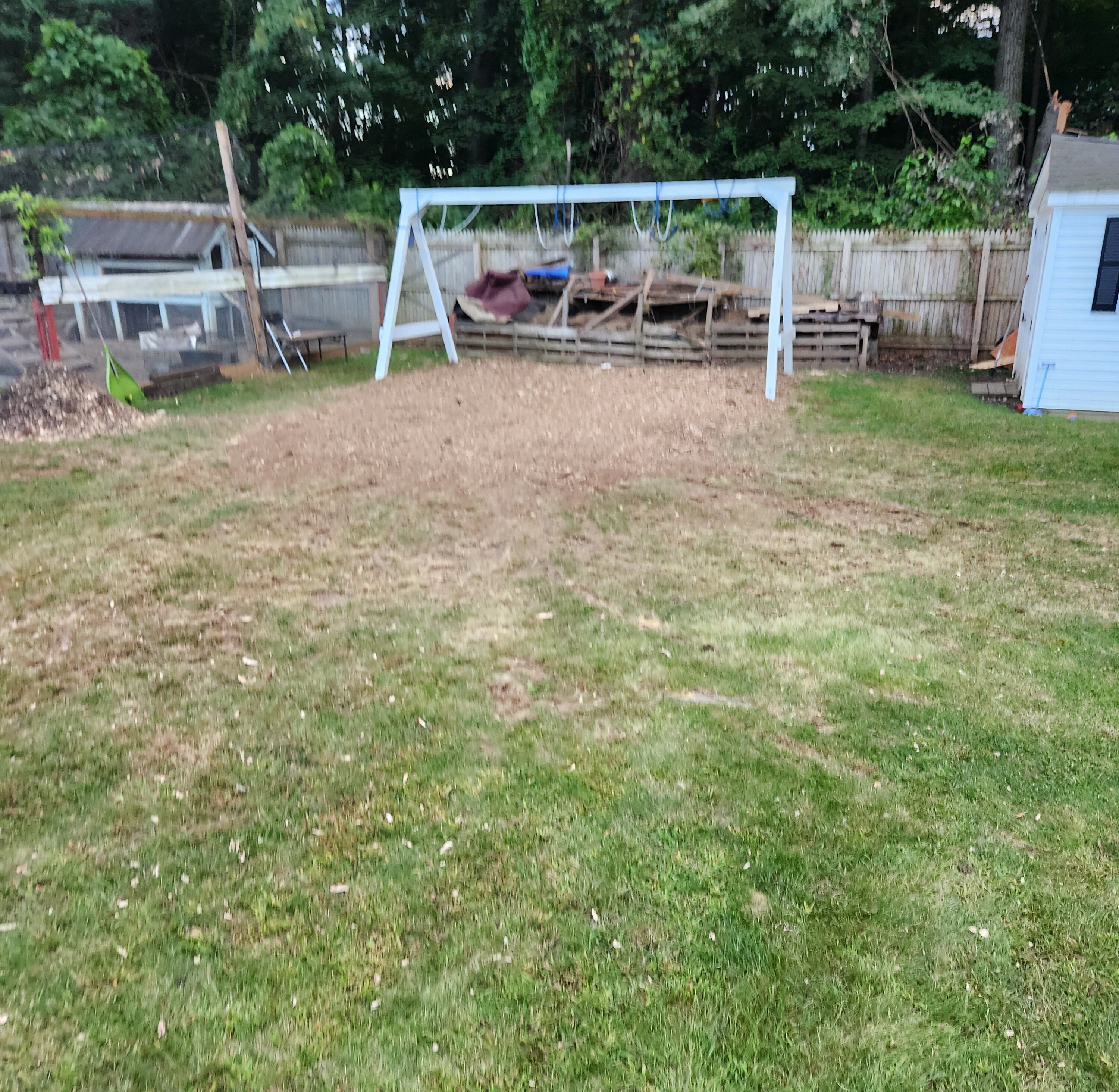 Right image - Tree stump removal in yard