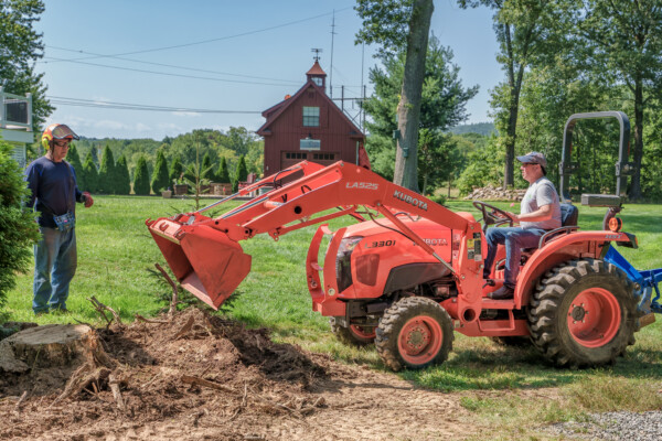 Pioneer Stump grinder removing a tree stump
